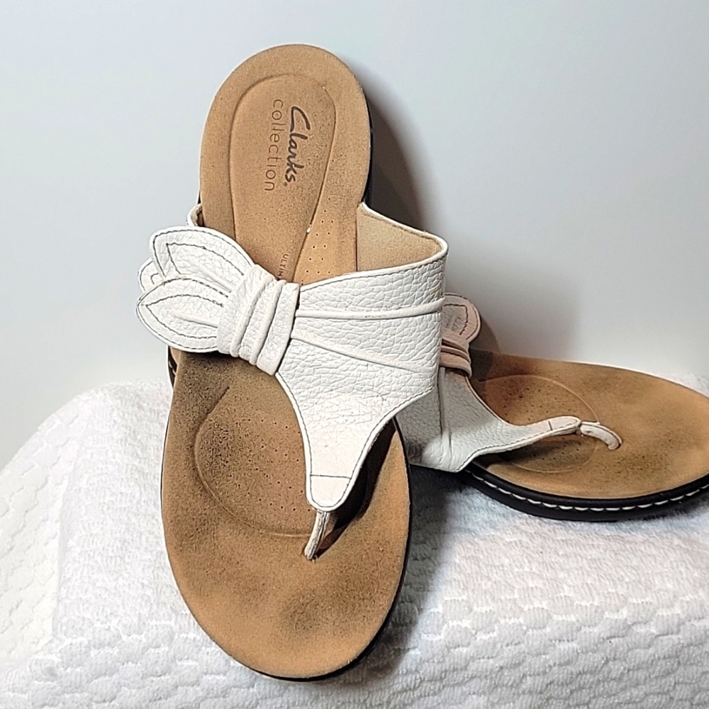 Clarks Laurieann Rae Women's Thong Sandals in White Size 7.5M